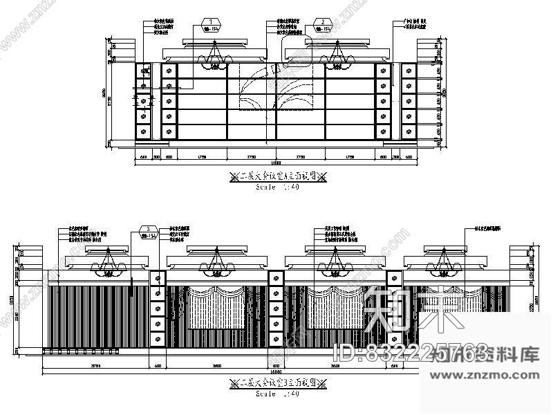 图块/节点大会议室立面图施工图下载【ID:832225763】
