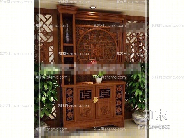 棕色木艺置物架3D模型下载【ID:82802899】