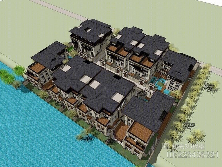 东南亚风格别墅SU模型下载【ID:223438321】