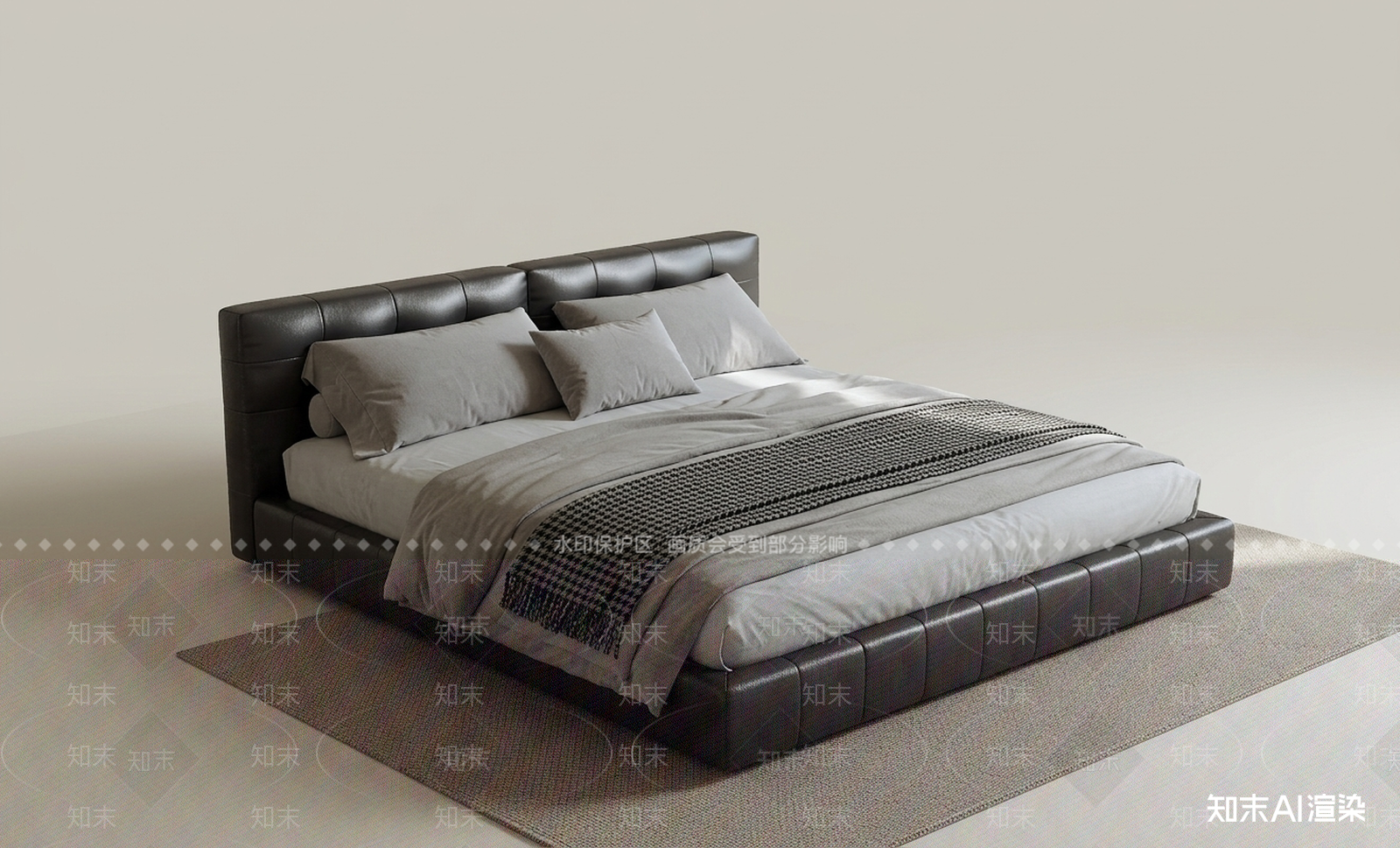 深色软包双人床双人床3D模型下载【ID:1227526368】