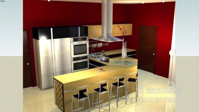 家居封闭厨房SU模型下载【ID:27801392】