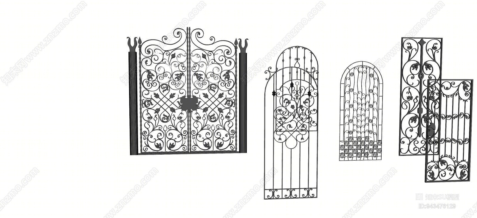 欧式铁艺大门SU模型下载【ID:943476129】