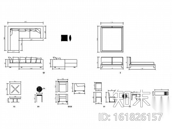 单体家具CAD图块下载cad施工图下载【ID:161826157】