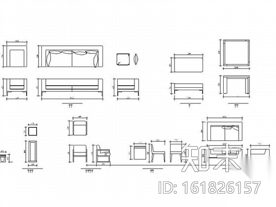 单体家具CAD图块下载cad施工图下载【ID:161826157】