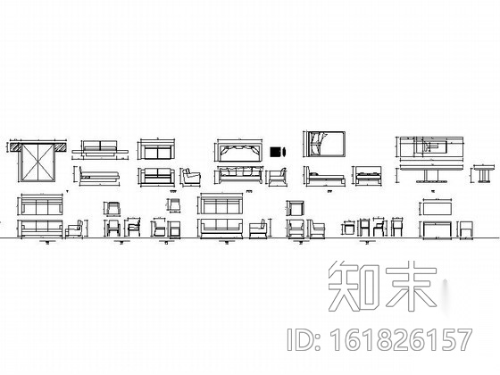 单体家具CAD图块下载cad施工图下载【ID:161826157】