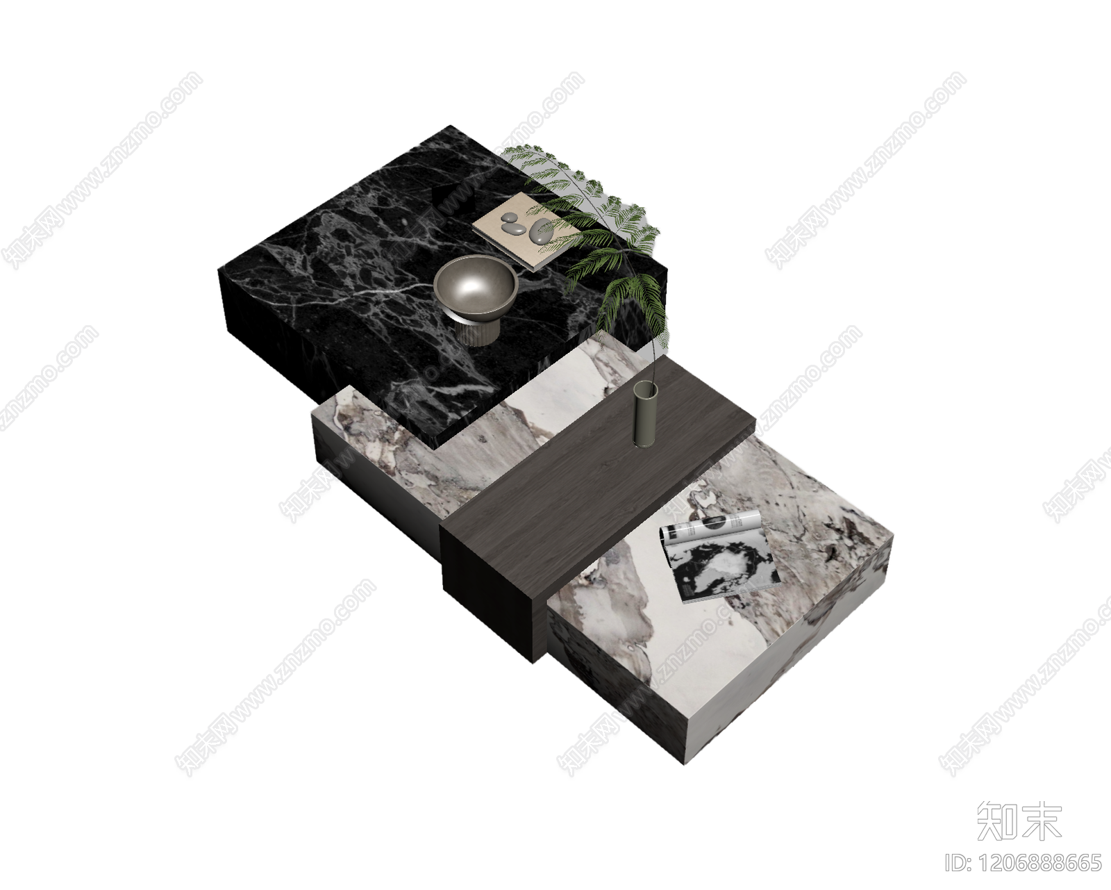大理石组合茶几3D模型下载【ID:1206888665】