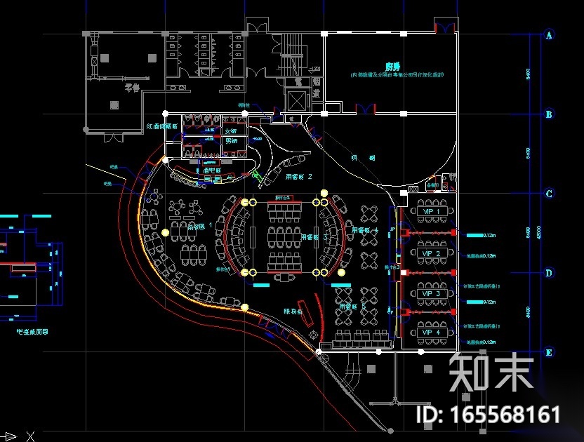 22套餐饮空间施工图+效果图(下）cad施工图下载【ID:165568161】