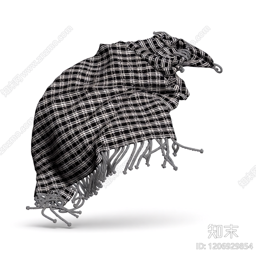 格纹流苏毯3D模型下载【ID:1206929854】