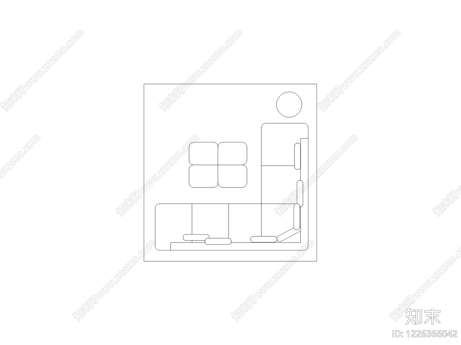沙发cad施工图下载【ID:1226366042】