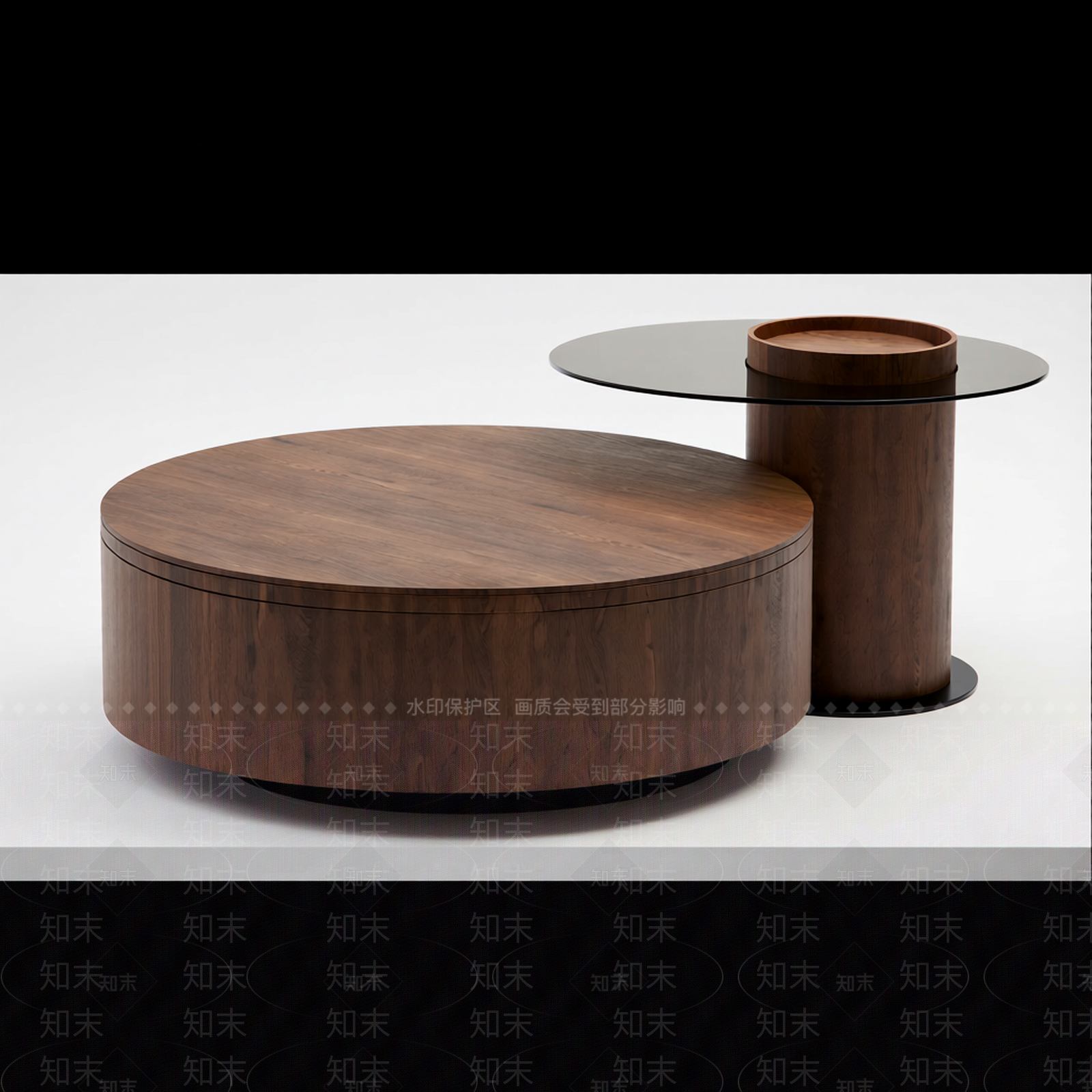 现代木质圆桌组合3D模型下载【ID:1206192825】