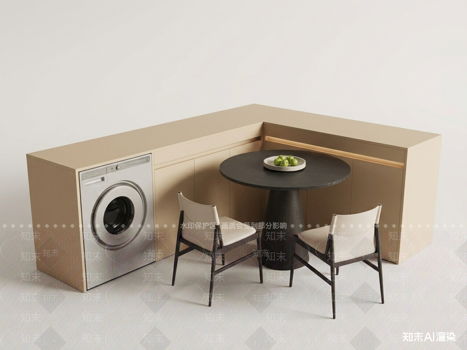 中古餐桌椅3D模型渲染效果图