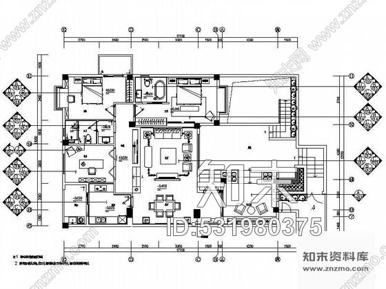 施工图现代中式风格双层别墅装修图含效果cad施工图下载【ID:531980375】