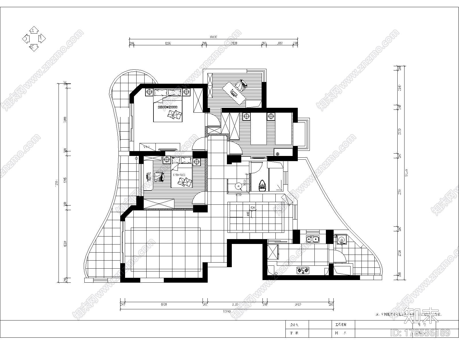 [山东]欧式舒适3居室室内设计全套CAD施工图施工图下载【ID:178536189】