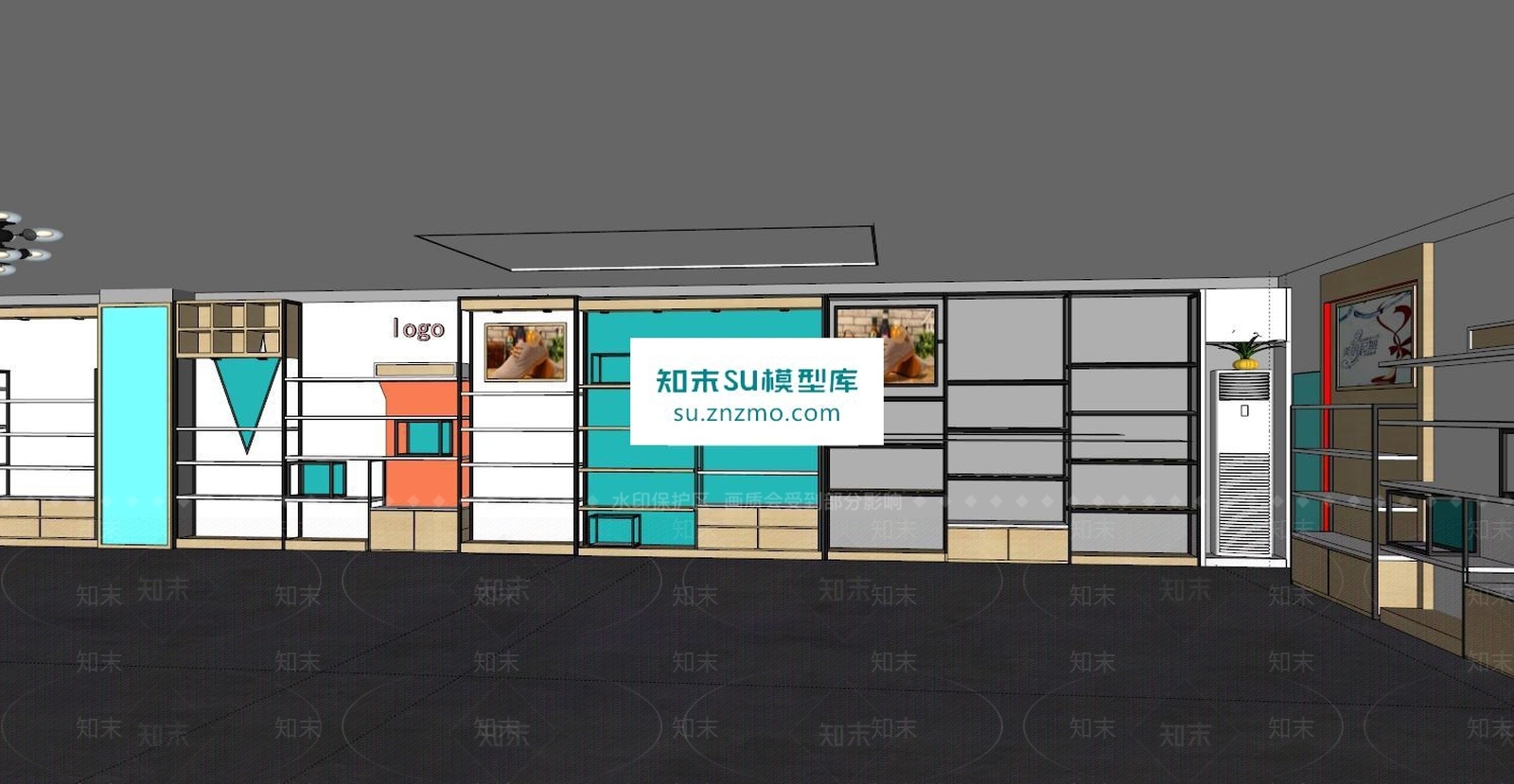 现代工业时尚鞋店SU模型下载【ID:163898107】