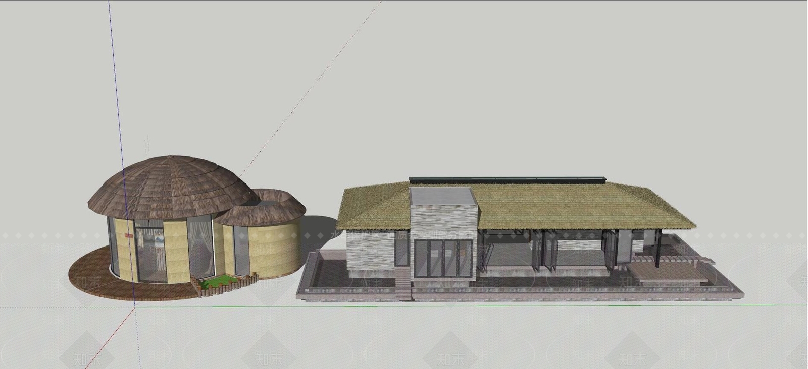 新中式民宿SU模型下载【ID:1115708792】