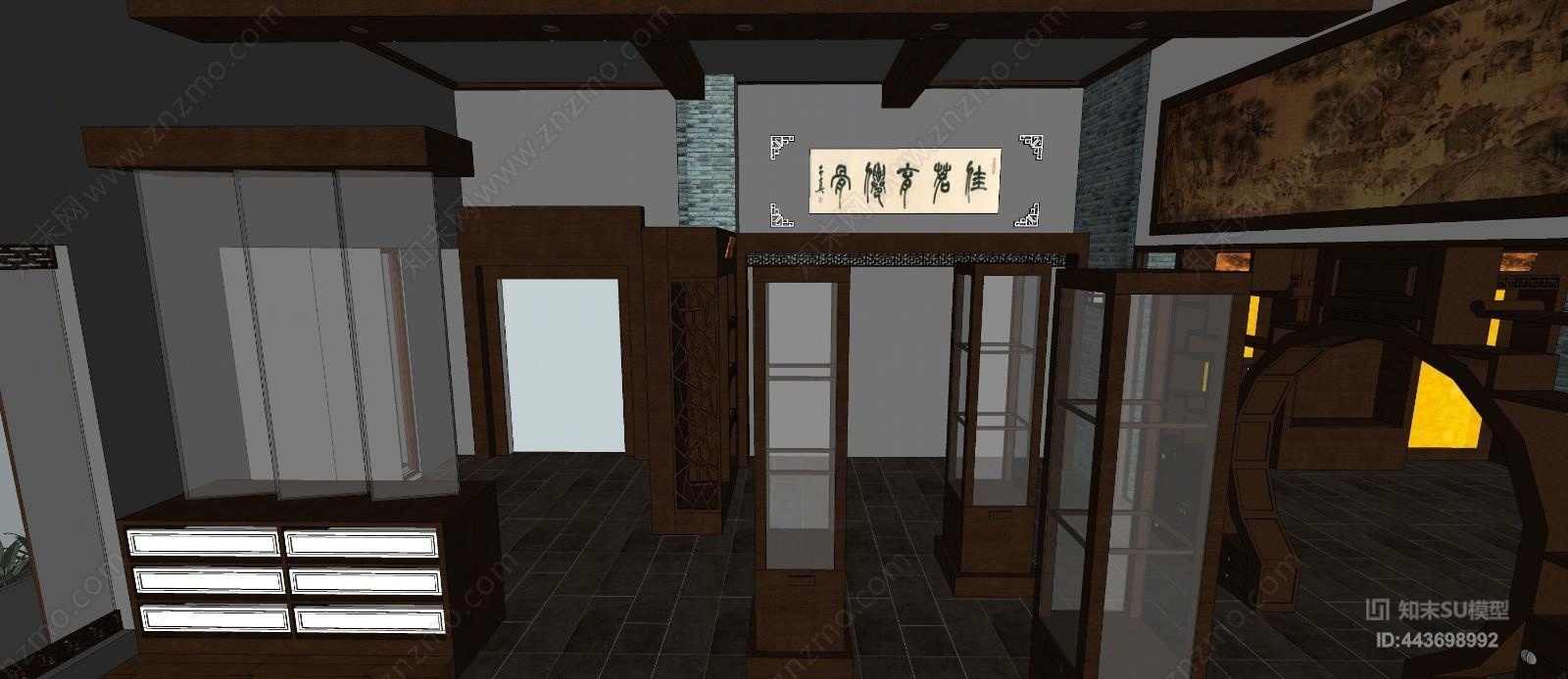 中式古典茶馆SU模型下载【ID:443698992】