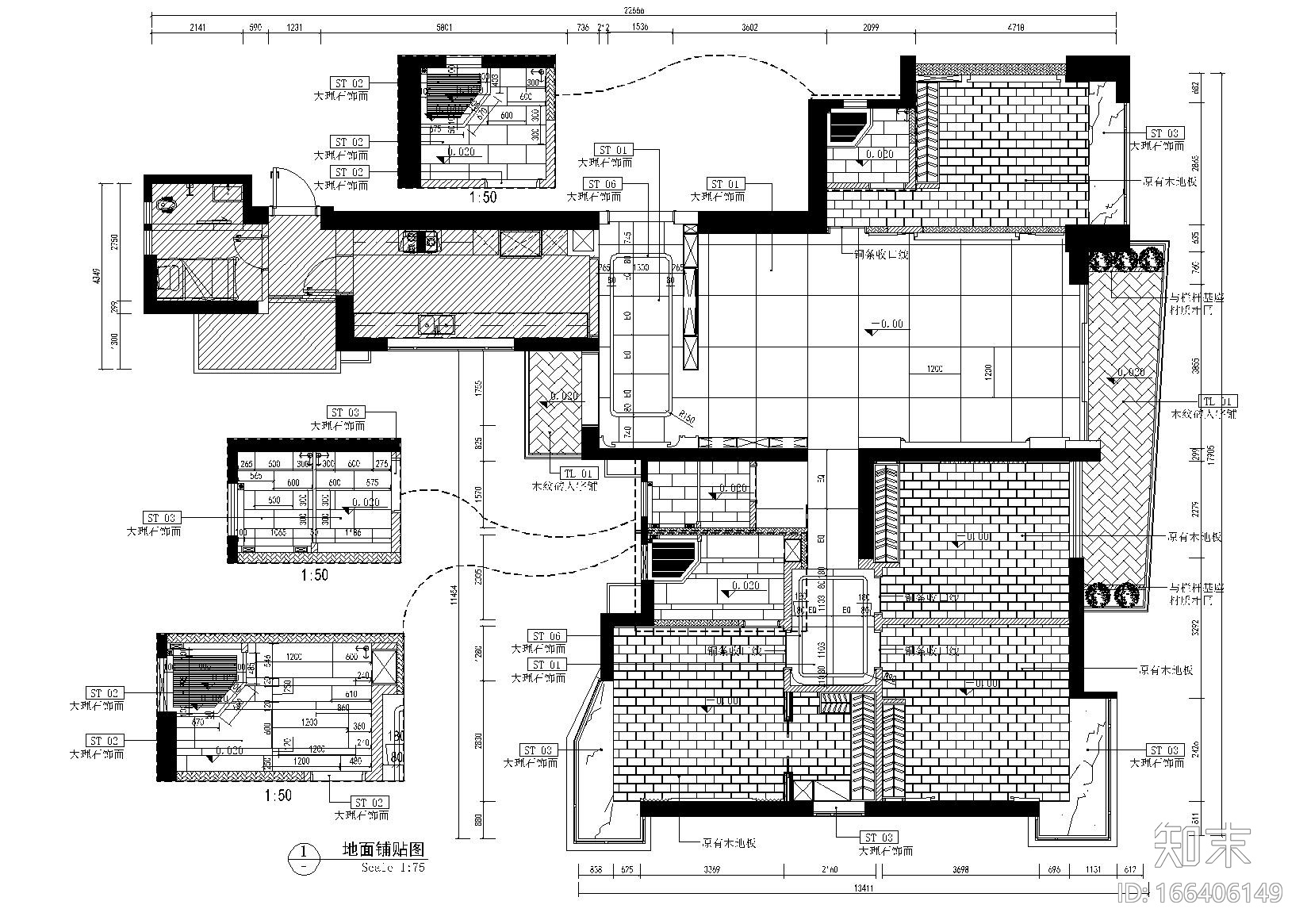 [澳门]230㎡平层私宅丨高清效果图+CAD施工图+物料书施工图下载【ID:166406149】