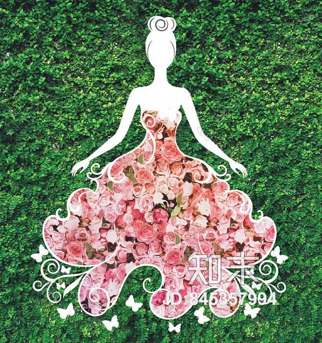 玫瑰花墙贴图下载【ID:845357994】