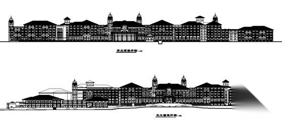 某豪华欧式酒店裙建筑设计方案图cad施工图下载【ID:167656136】