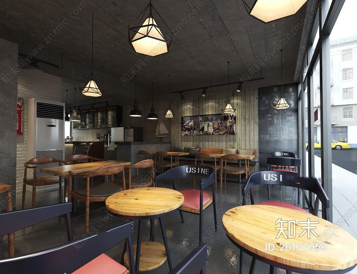 现代工业风咖啡店3D模型下载【ID:26137059】