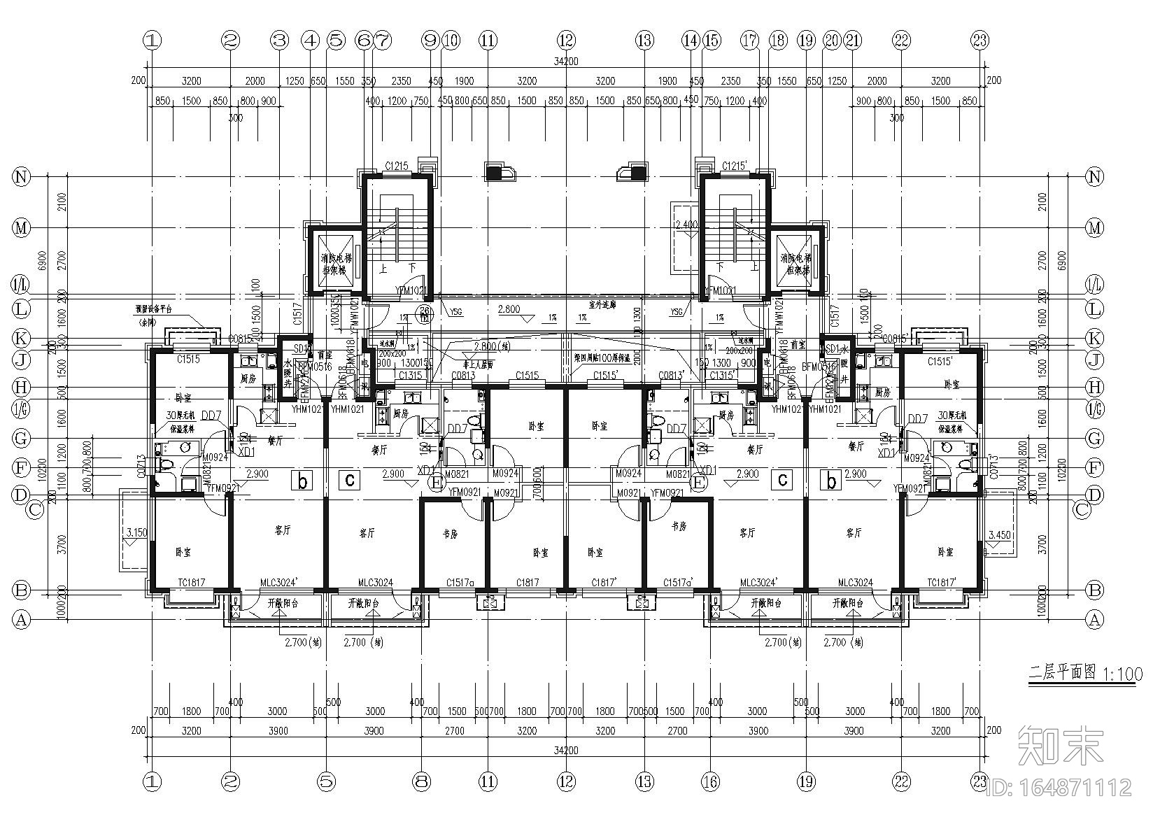 [辽宁]沈阳香湖盛景苑一期全套建筑施工图cad施工图下载【ID:164871112】