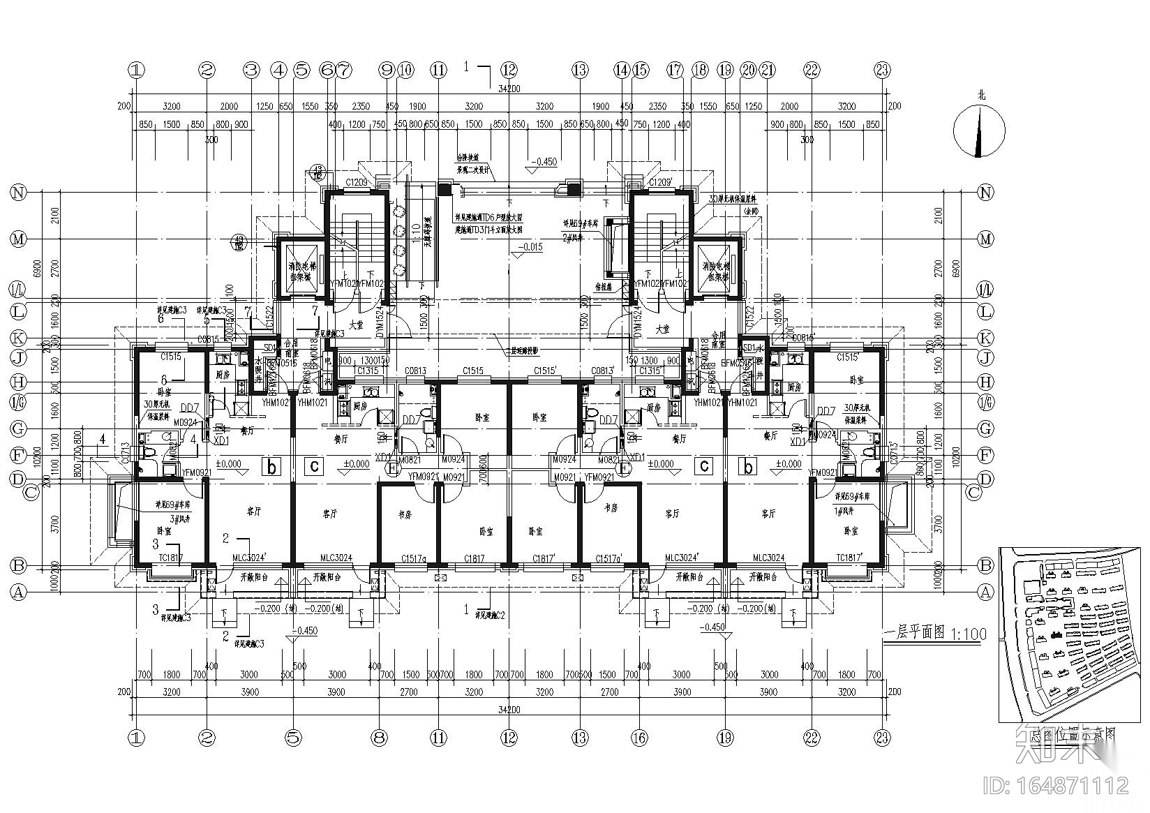 [辽宁]沈阳香湖盛景苑一期全套建筑施工图cad施工图下载【ID:164871112】