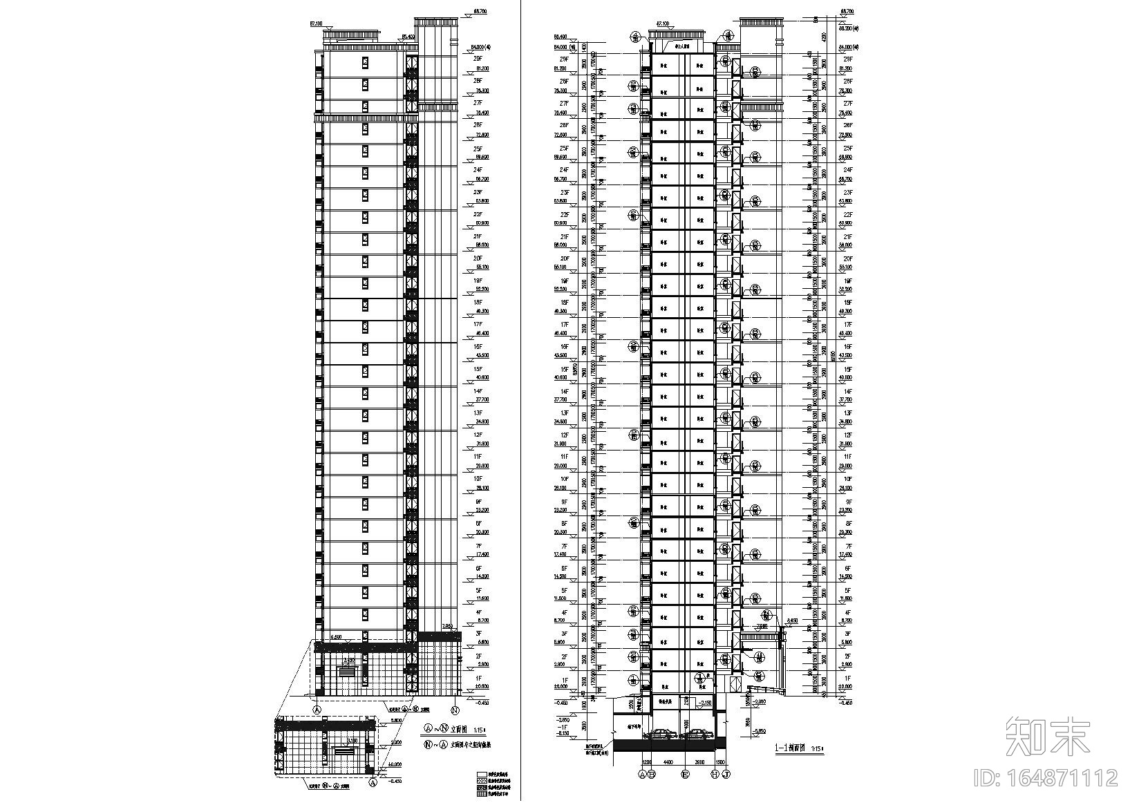 [辽宁]沈阳香湖盛景苑一期全套建筑施工图cad施工图下载【ID:164871112】