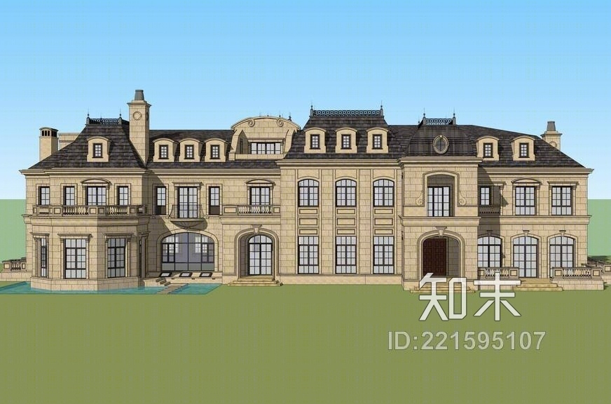 法式大独栋SU模型下载【ID:221595107】