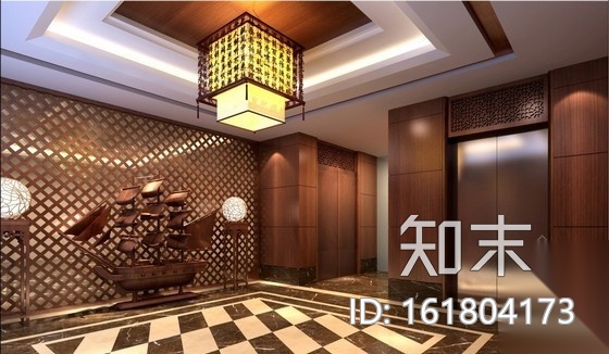 [苏州]某集团办公楼中式风格室内装修图（含效果）cad施工图下载【ID:161804173】