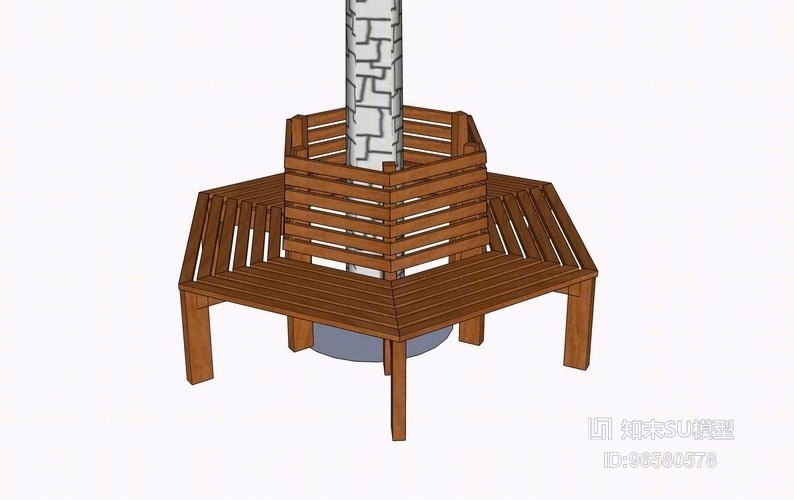 树池坐凳组合SU模型下载【ID:96580578】