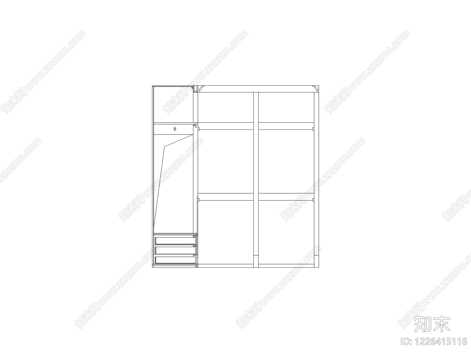 柜子平立面cad施工图下载【ID:1226415116】