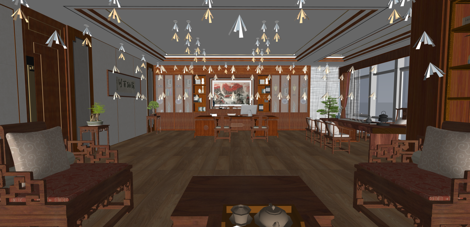 中式办公区SU模型下载【ID:1216072659】