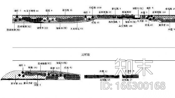 某道路绿化设计平面图cad施工图下载【ID:166300168】