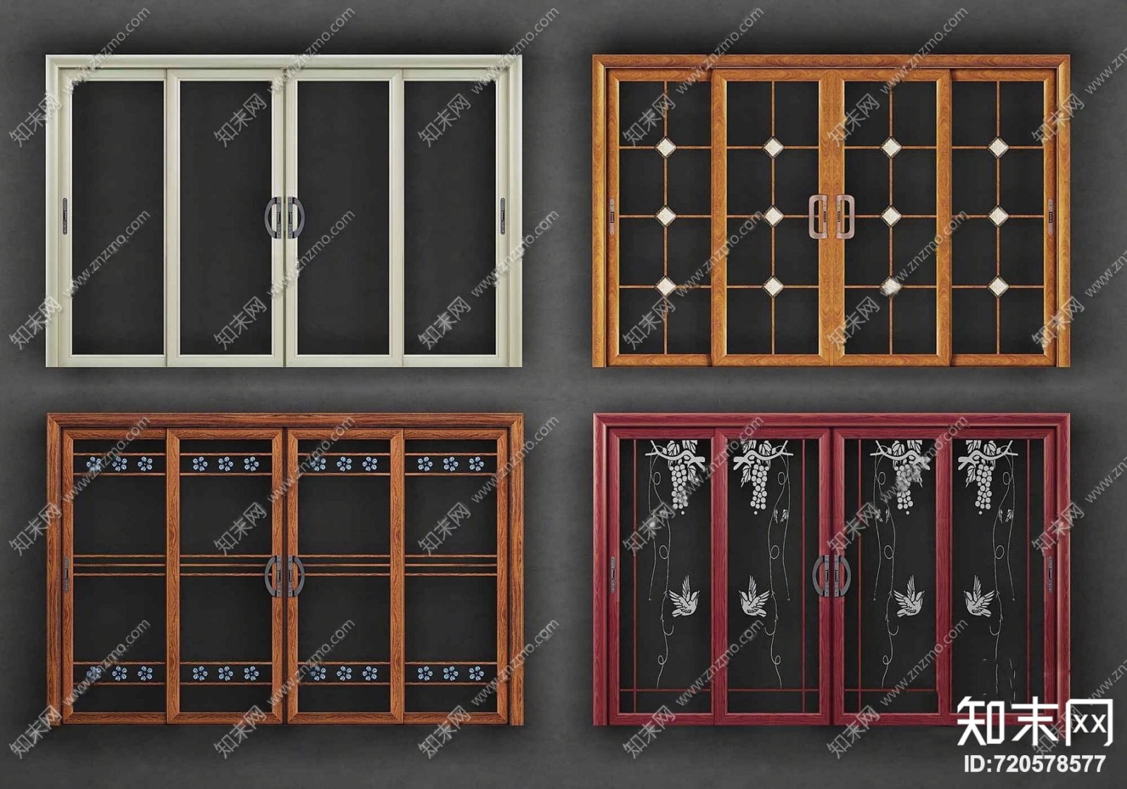 现代阳台推拉门组合3D模型下载【ID:720578577】