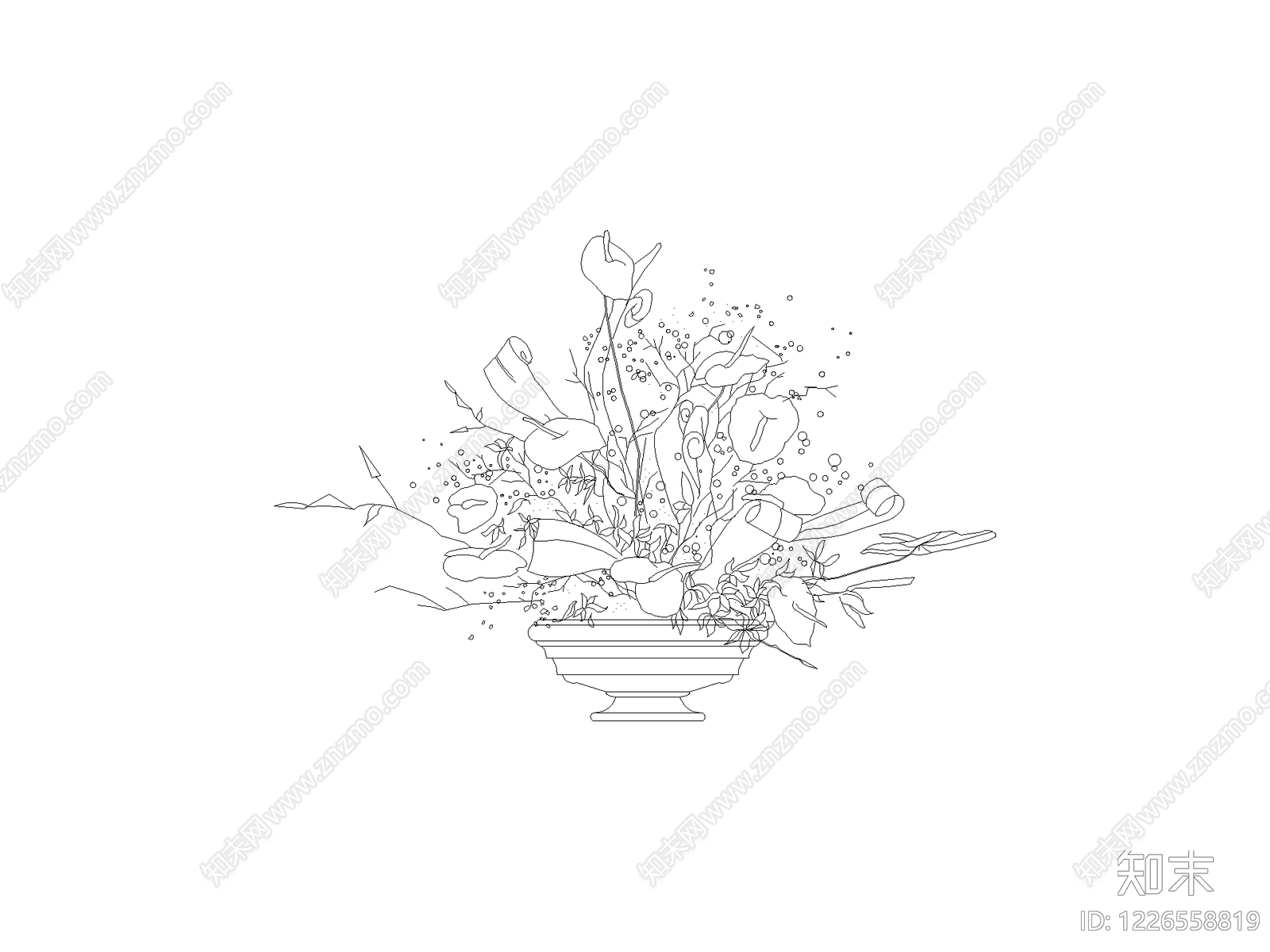 种绿植盆栽图块cad施工图下载【ID:1226558819】