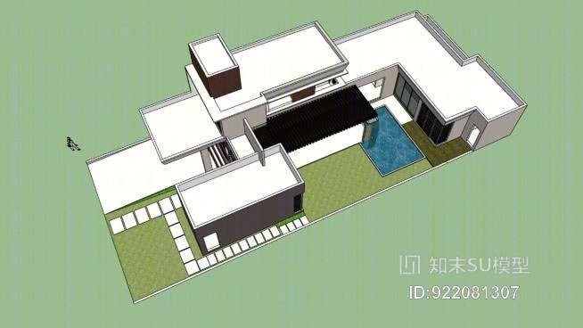 有游泳池的房子的现代SU模型下载【ID:922081307】