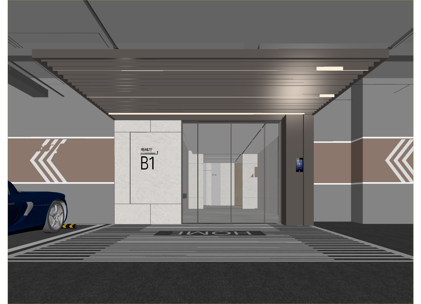 现代室内停车场3D模型下载【ID:1214453979】