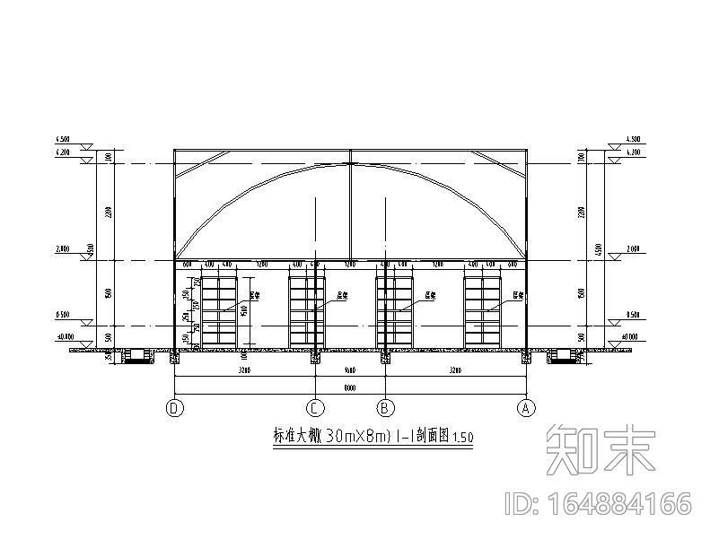 食用菌钢架大棚结构施工图2018(含建筑电气)cad施工图下载【ID:164884166】