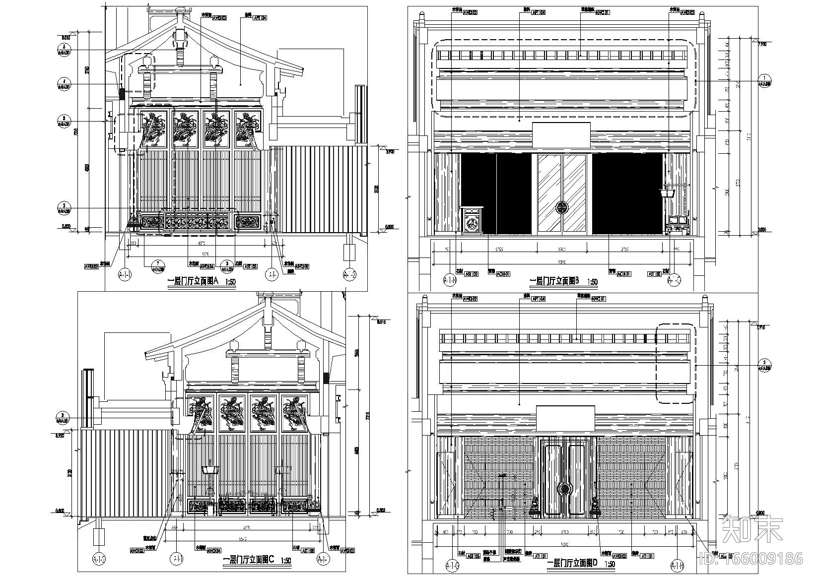 [上海]汉街新中式客栈装饰效果图+施工图cad施工图下载【ID:166009186】