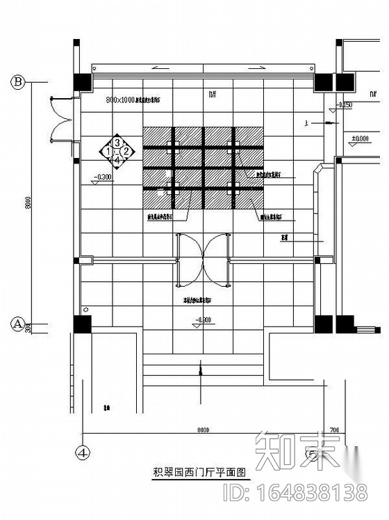 [福建]博物馆-积翠园西门厅装修图cad施工图下载【ID:164838138】