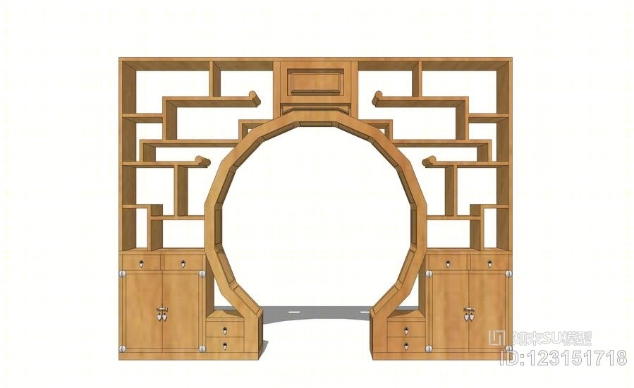 新中式博古架SU模型下载【ID:123151718】