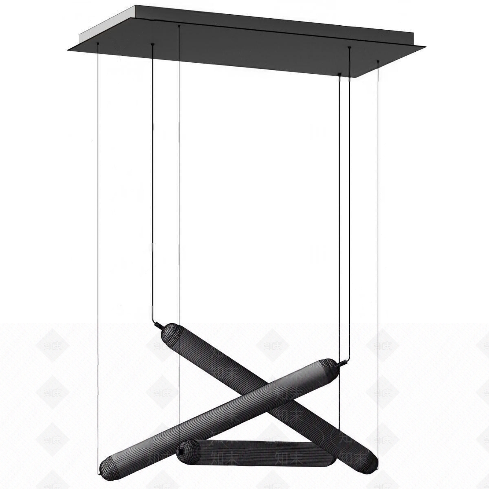 现代灯管吊灯3D模型下载【ID:1116490127】