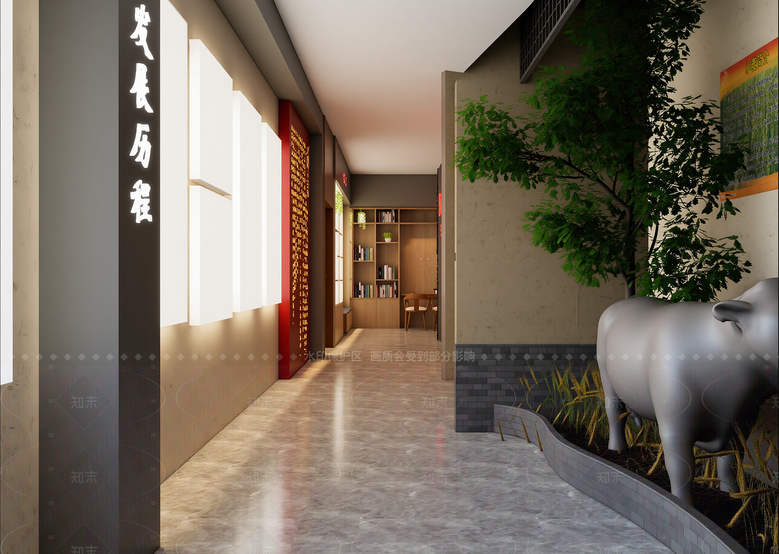 新中式企业文化展厅3D模型下载【ID:1214945630】