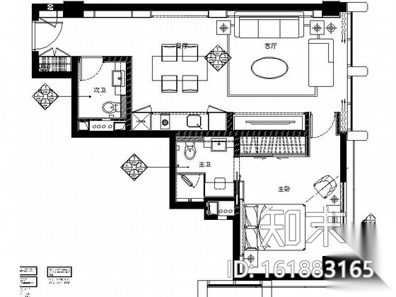 [浙江]欧式品质商务酒店客房样板间室内施工图（含效果图...施工图下载【ID:161883165】