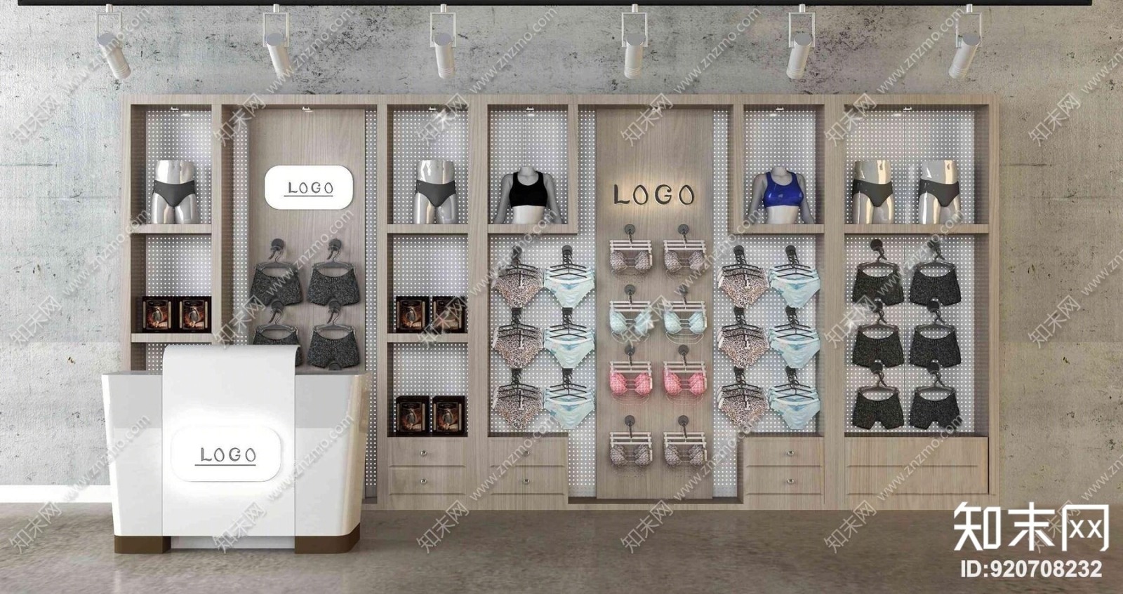 现代内衣货架3D模型下载【ID:920708232】