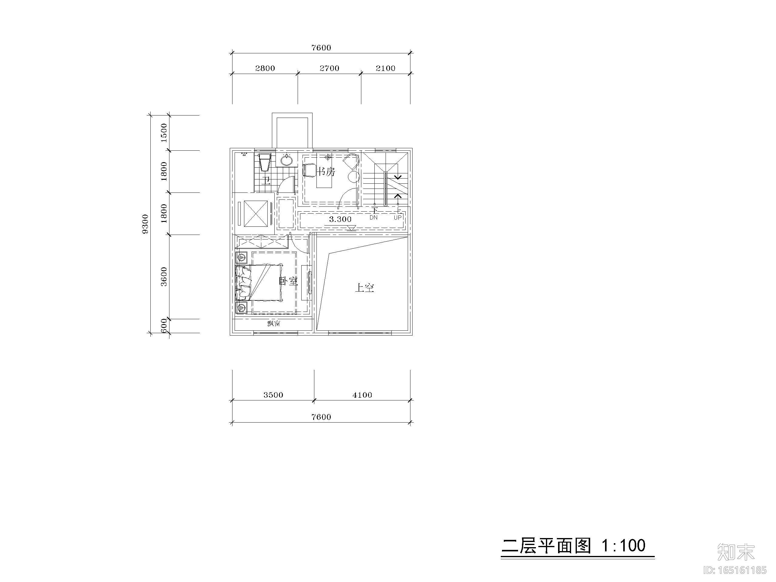 低层别墅联排三房两开间户型图CAD-160㎡施工图下载【ID:165161185】