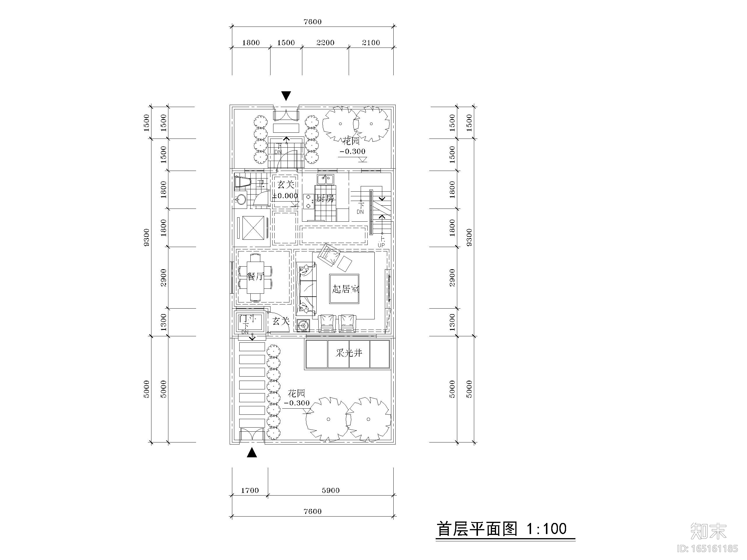 低层别墅联排三房两开间户型图CAD-160㎡施工图下载【ID:165161185】