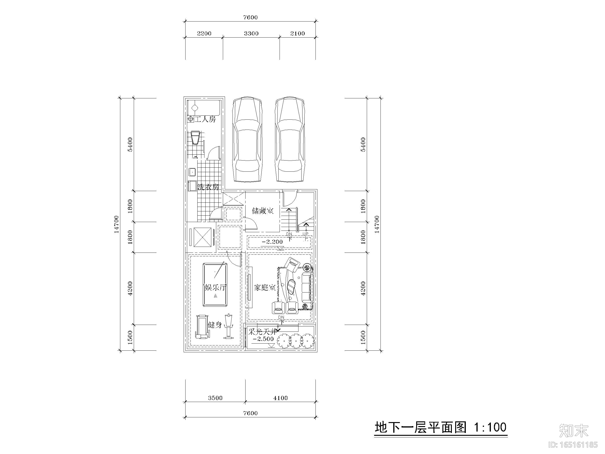 低层别墅联排三房两开间户型图CAD-160㎡施工图下载【ID:165161185】