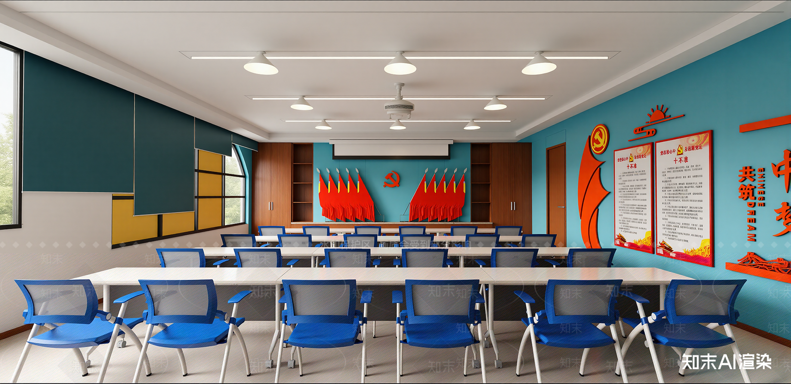 现代党建室SU模型下载【ID:1215210035】
