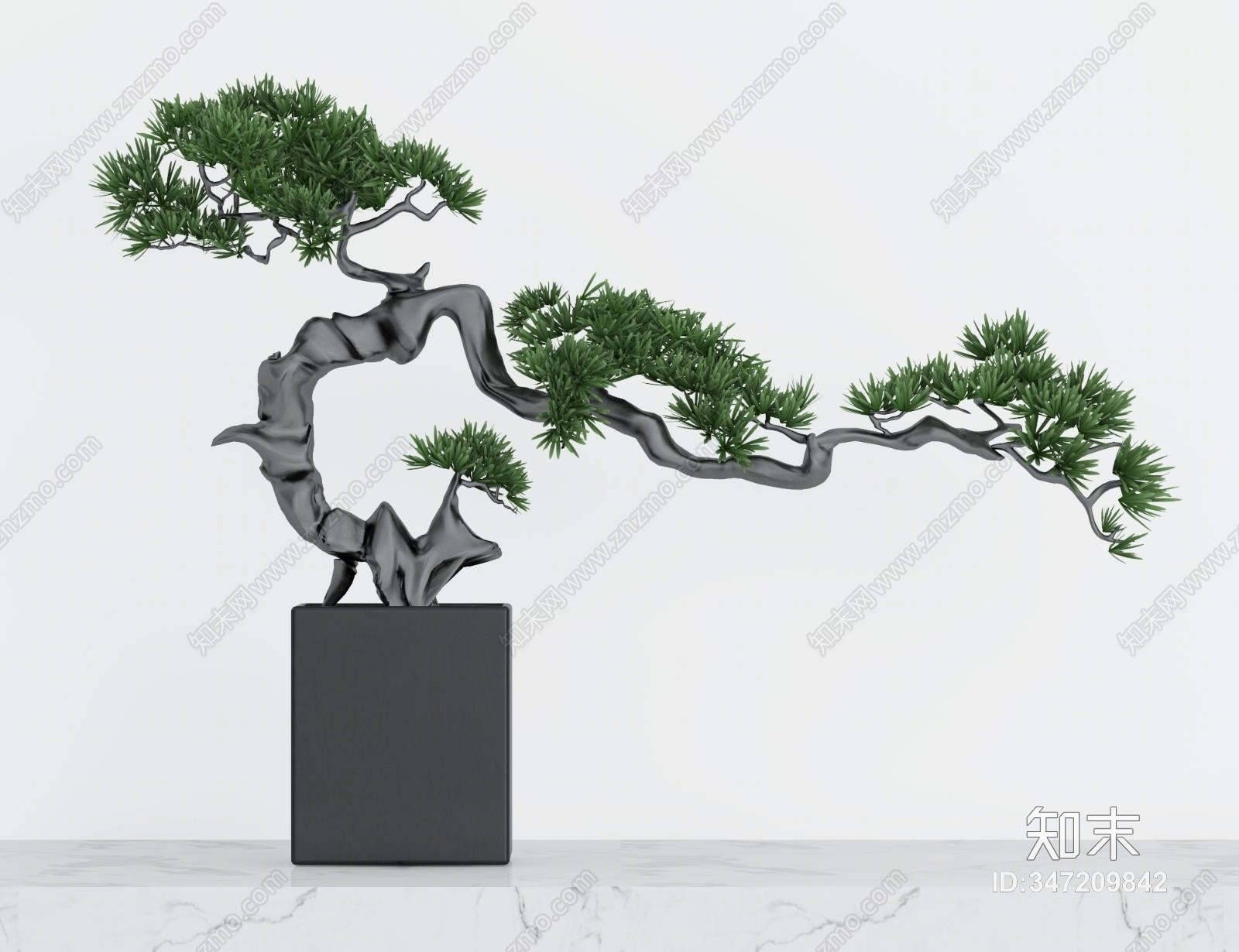 新中式松树摆件3D模型下载【ID:347209842】_知末3d模型网